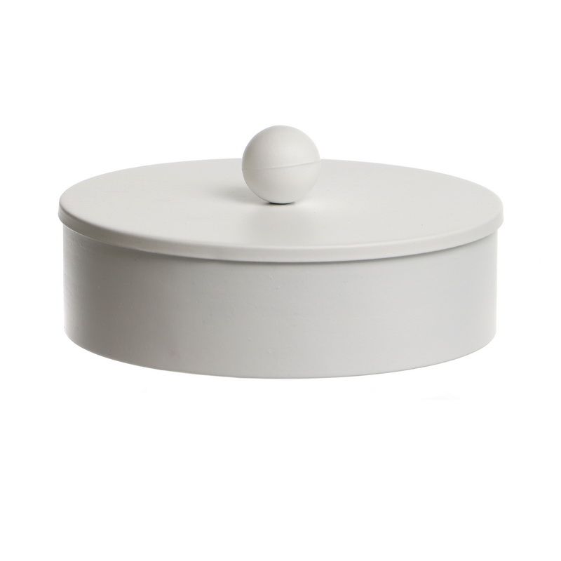 קופסא עגולה - מתכת לבנה קוטר 27 גובה 11 ס"מ