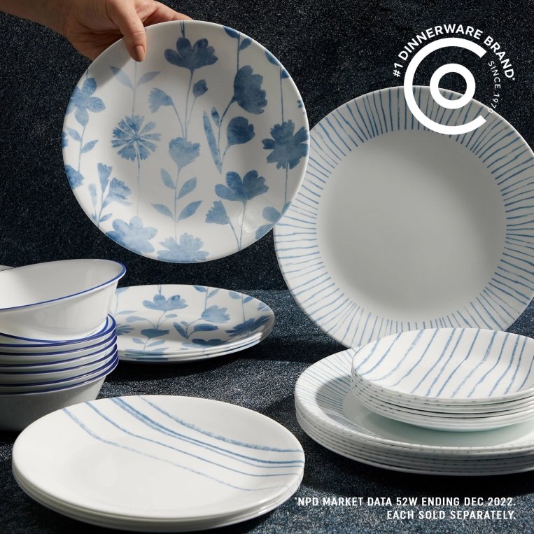 צלחת מנה עיקרית 26 ס"מ , דגם 131 Botanical Stripes קורנינג CORELLE