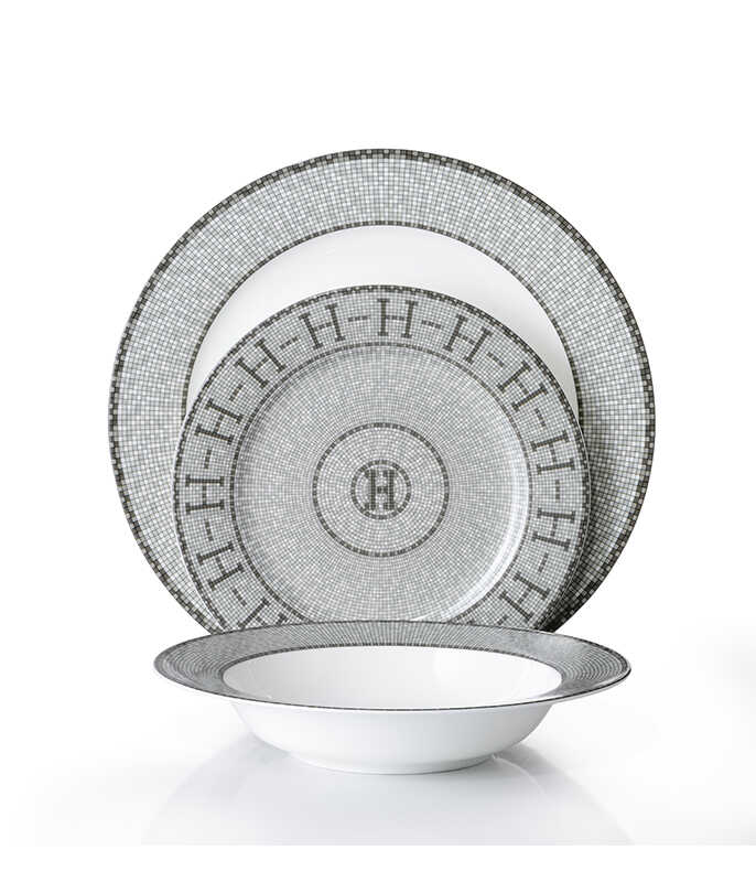 סט צלחות אוכל פורצלן דק ואיכותי 18 חל' HELENA SILVER FINE BONE CHINA