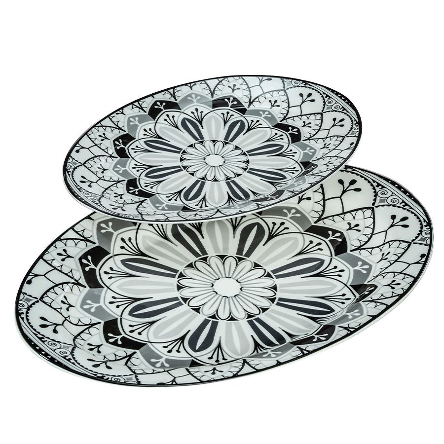 סט 2 פלטות אובליות פורצלן 40.5+30 ס"מ TANGIRA שחור מבית Food appeal