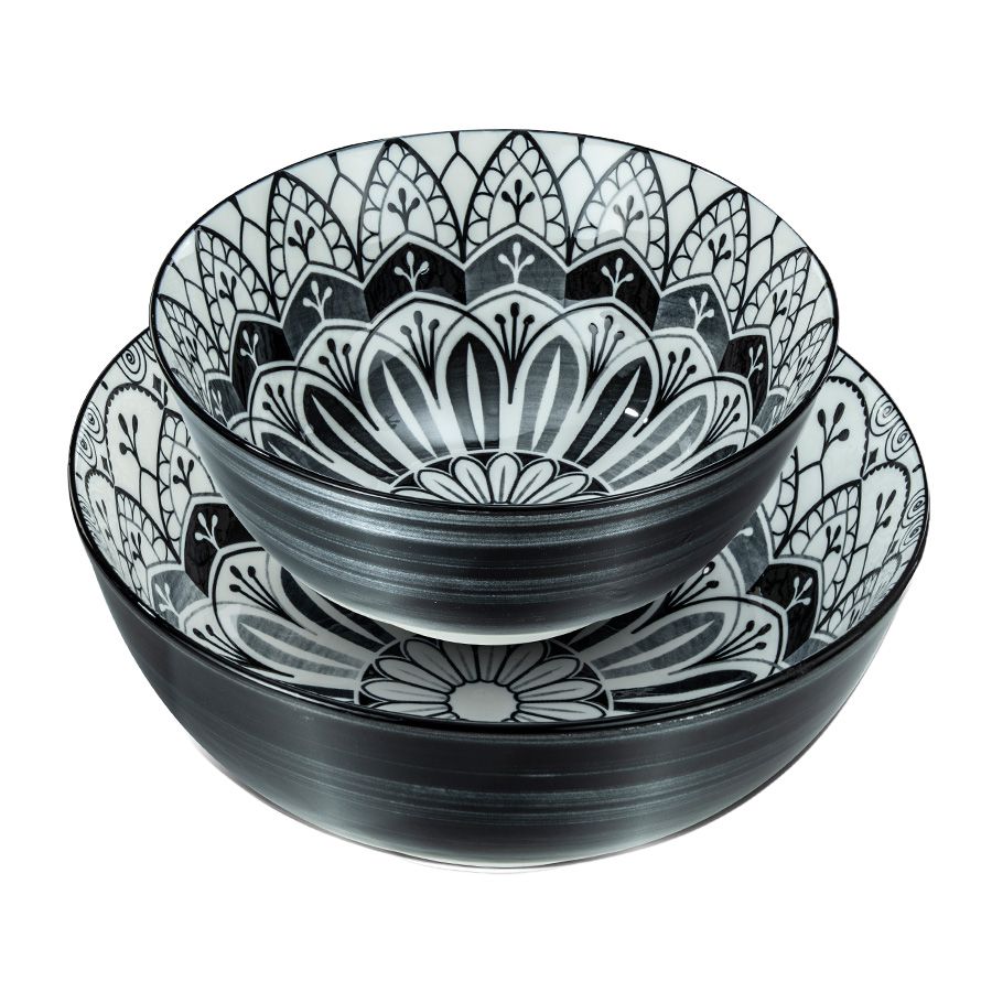 סט 2 קערות TANGIRA פורצלן 24+20 ס"מ שחור מבית Food appeal