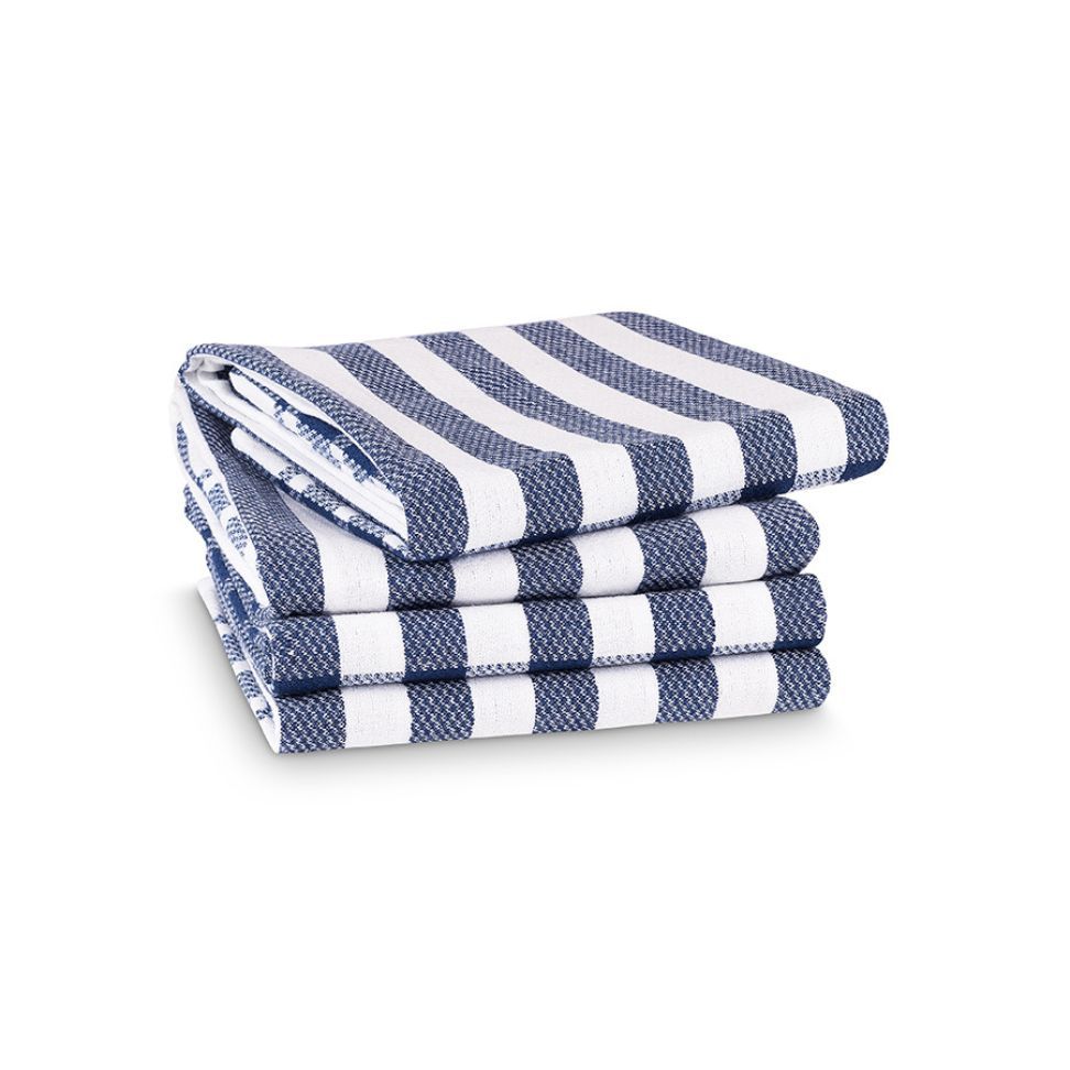 סט 2 מגבות מטבח 100% כותנה וופל כחול נייבי/פס נייבי -לבן 70X50 ס"מ