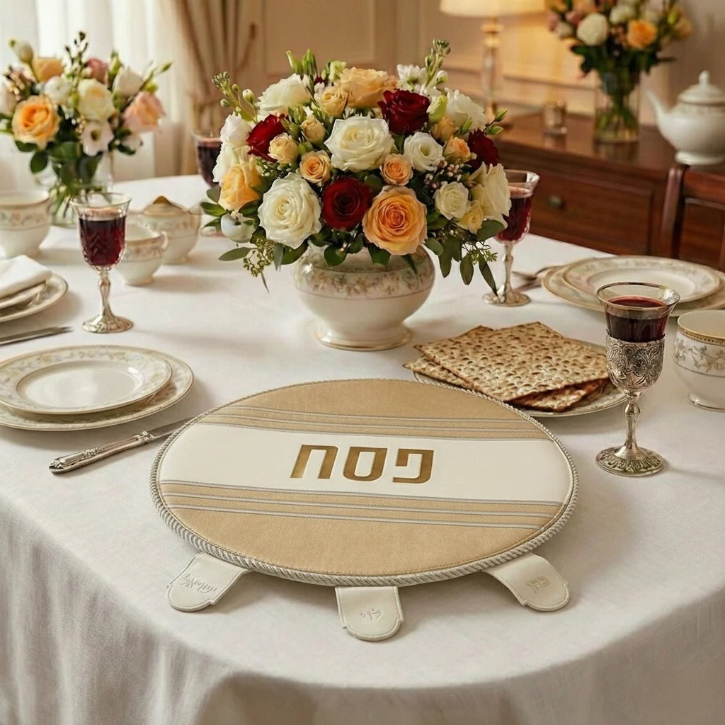 מפה לכיסוי קערת פסח - מהודר דמוי עור 45 ס"מ אריזת PVC