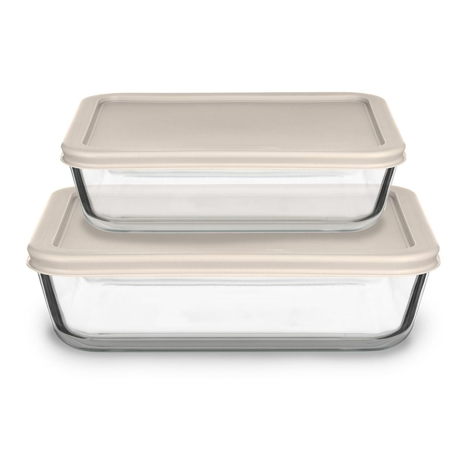 סט 2 כלי אחסון זכוכית 820 מ"ל + 1550 מ"ל קרם COOK&STORE