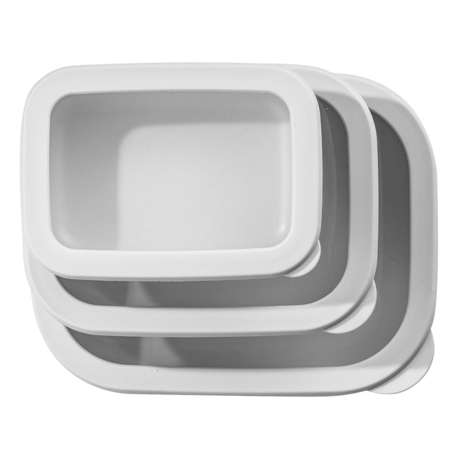 סט 3 קופסאות אחסון פלסטיק ממוחזר NESTY לבן מעושן