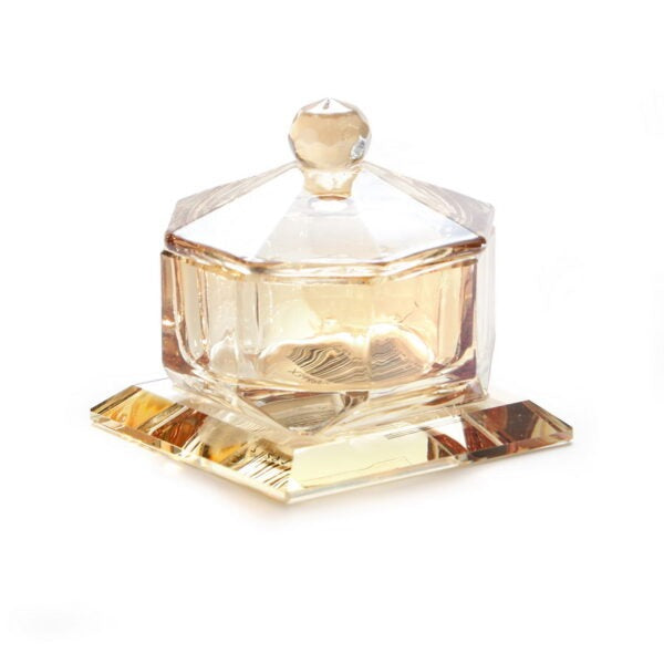 מלחיה קריסטל - מכסה ענבר על בסיס קוטר 5 ס”מ