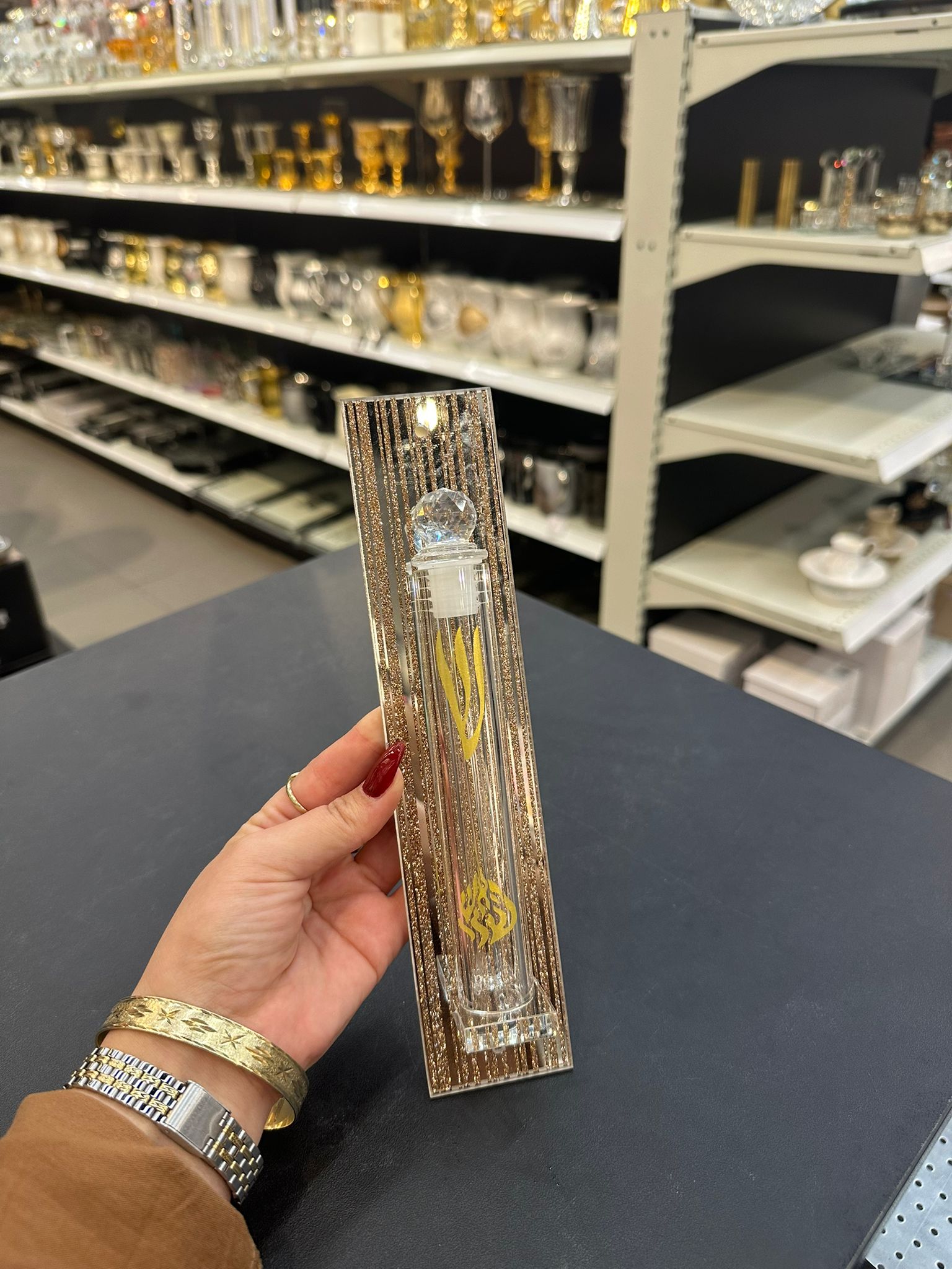 בית מזוזה - קריסטל 'האש שלי' לבן  12 ס"מ