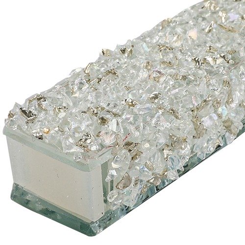 בית מזוזה - זכוכית עם אבנים שחורות 15 ס"מ