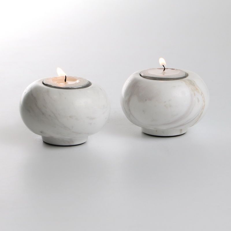 סט 2 פמוטים זהב בסיס שיש לבן 8/8 גובה 5.5 ס"מ