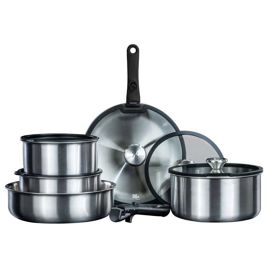 סט סירים 12 חלקים עם ידית נשלפת FLEXI PLATINUM מבית Food appeal