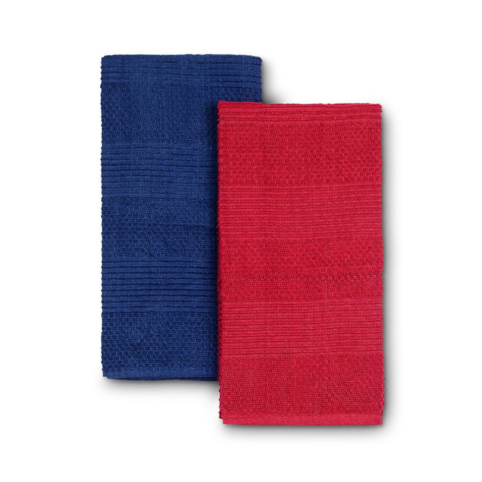 סט 2 מגבות מטבח 100% כותנה טרי אדום/כחול 70X50 ס"מ