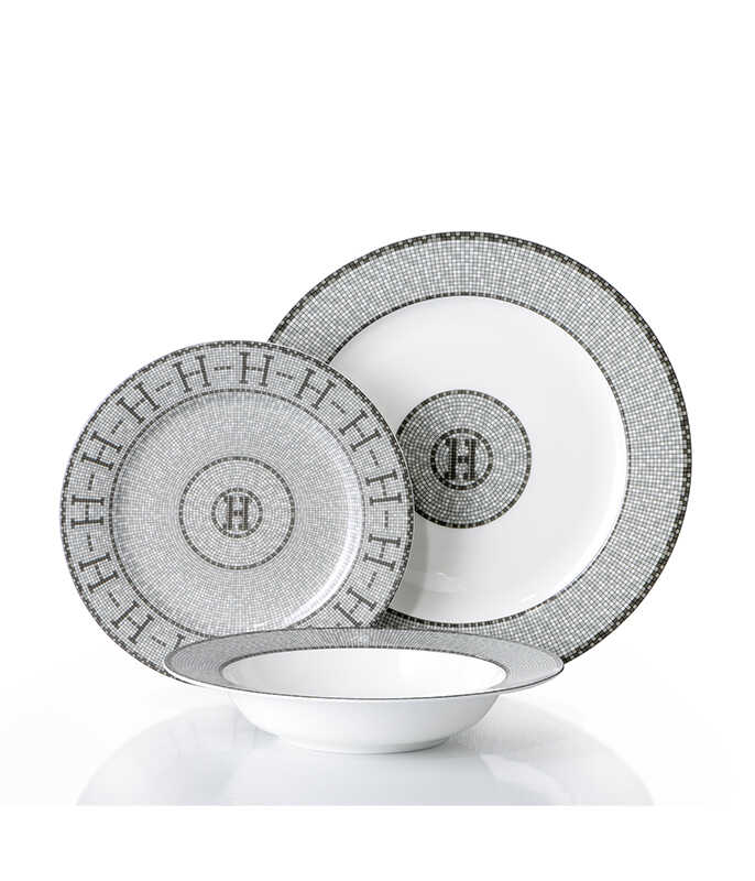 סט צלחות אוכל פורצלן דק ואיכותי 18 חל' HELENA SILVER FINE BONE CHINA