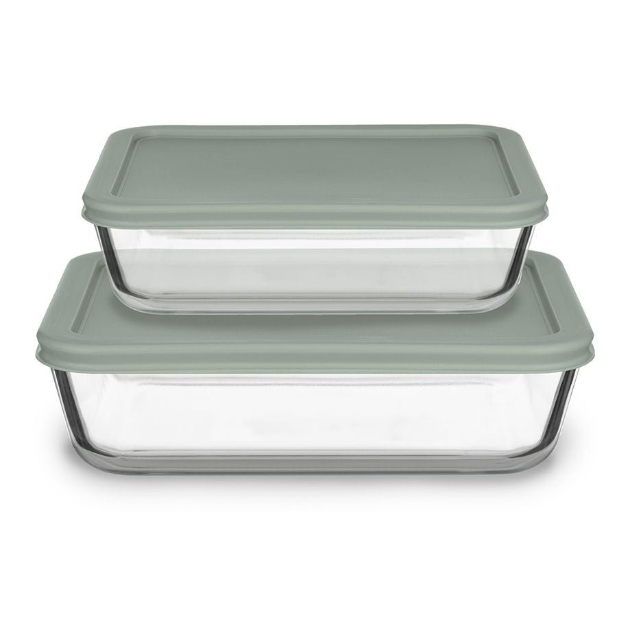 סט 2 כלי אחסון זכוכית 820 מ"ל + 1550 מ"ל מנטה COOK&STORE