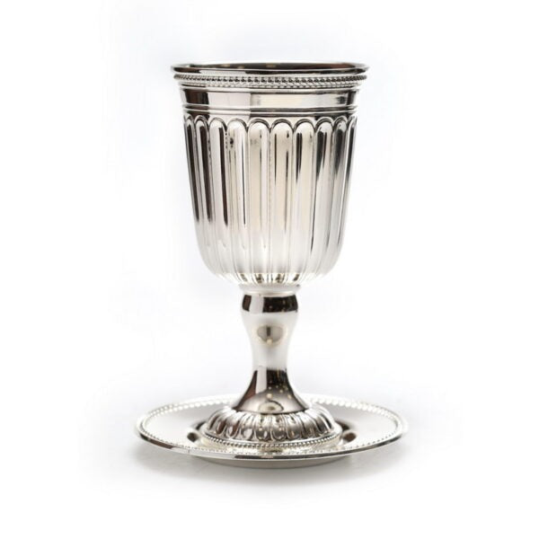 כוס קידוש - רגל פסים ציפוי כסף גובה 16 ס”מ
