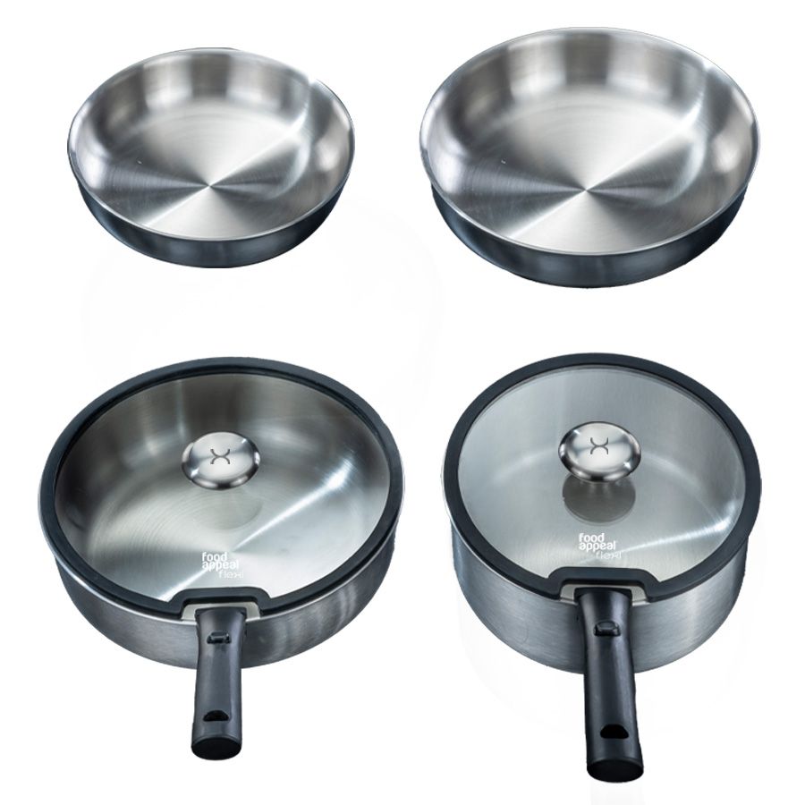 סט סירים 8 חלקים עם ידית נשלפת FLEXI PLATINUM מבית Food appeal