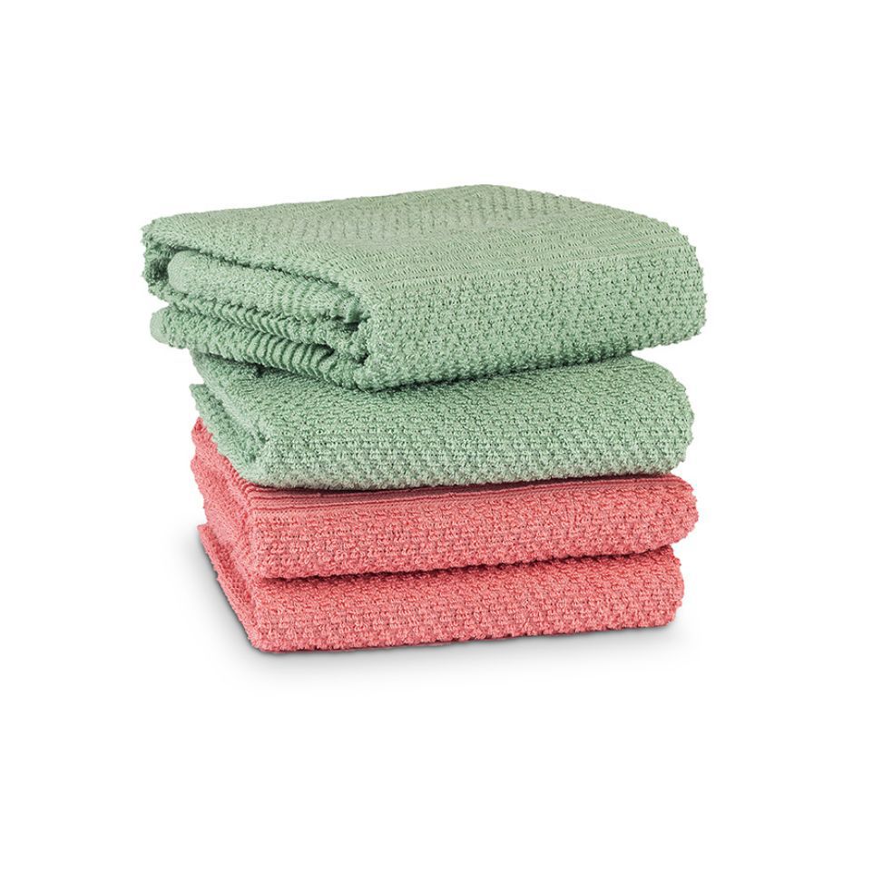 סט 2 מגבות מטבח 100% כותנה טרי ירוק/ורוד 70X50 ס"מ